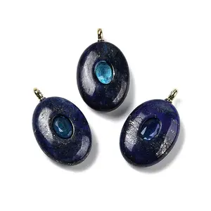 Dyed Natural Lapis Lazuli & Cubic Zirconia Pendants
