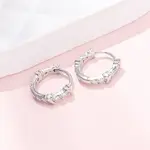 Ring with Letter X 925Sterling Silver Micro Pave Clear Cubic Zirconia Hoop Earrings for Women