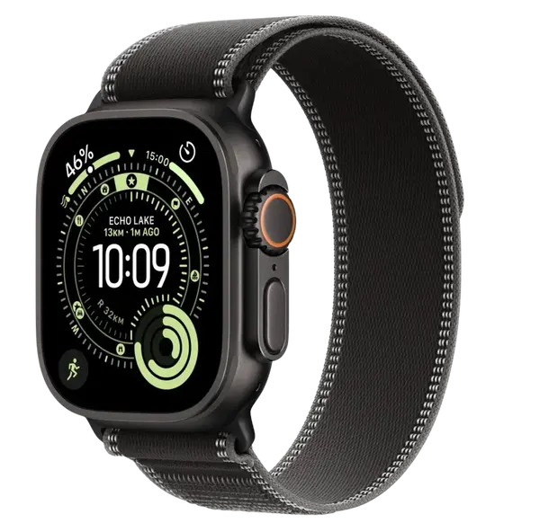 APPLE Watch Ultra 3 GPS + Cellular 49mm čierny titán - čierny / uhlový trailový ťah - M/L