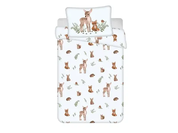 Bavlnené obliečky do postieľky FOREST ANIMALS biele Rozmer obliečky: 40 x 60 cm | 100 x 135 cm