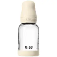 BIBS Baby Glass Bottle Silicone antikoliková lahev se silikonovým pítkem Ivory 120 ml