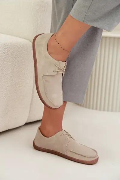 Dámske barefoot mokasíny z prírodného semišu