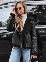 Dámská černá kožená bunda