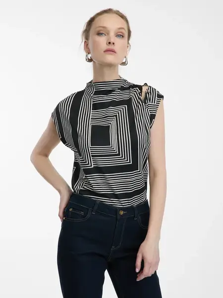 Černá vzorovaná halenka ORSAY