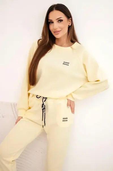Kesi Włoski Dámská souprava z viskózy s mikinou a kalhotami žlutý