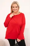 Kesi Dámská blůza Plus Size asymetrická s dlouhým rukávem červená