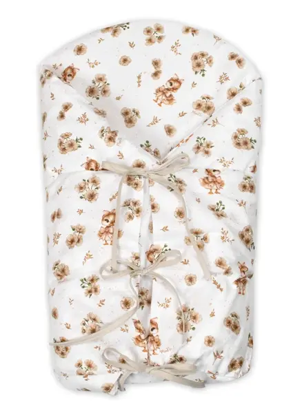 Baby Nellys Klasická retro zavinovačka LALLY šněrovací s výplní, Kačenky, béžová/bílá