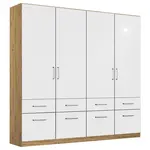 Rauch Möbel ŠATNÍ SKŘÍŇ S OTOČNÝMI DVEŘMI, dub artisan, vysoce lesklá bílá, 181/197/54 cm