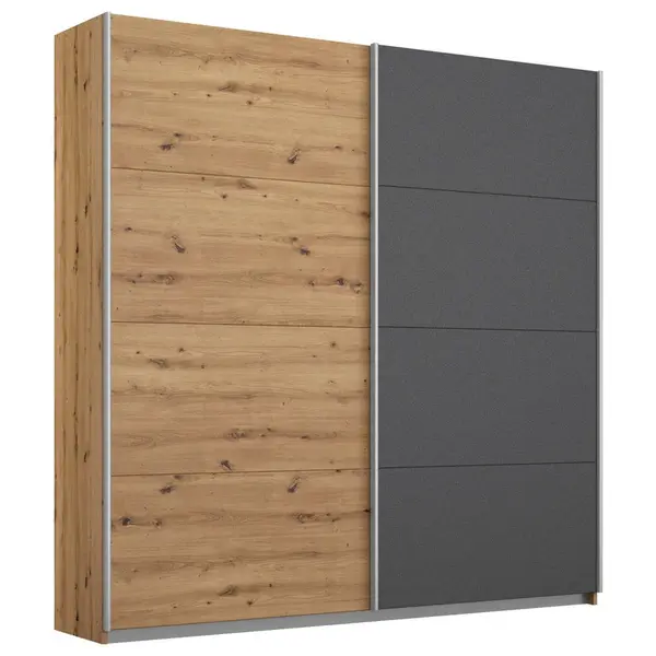 Rauch Möbel SKŘÍŇ S POSOUVACÍMI DVEŘMI, barvy grafitu, dub artisan, 181/197/61 cm