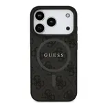 Zadní kryt Guess PU Leather 4G Colored Ring Magnetic pro Apple iPhone 17 Pro, černá