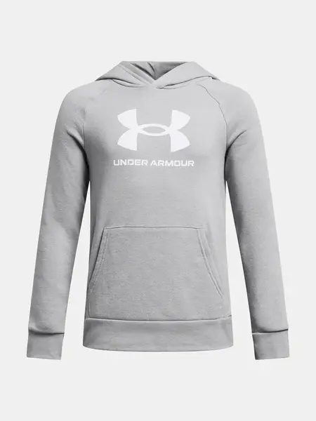 Svetlosivá chlapčenská mikina s kapucňou Under Armour UA Rival Fleece BL Hoodie