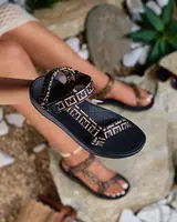 Resti Black and brown women's sports sandals with print Iberifa