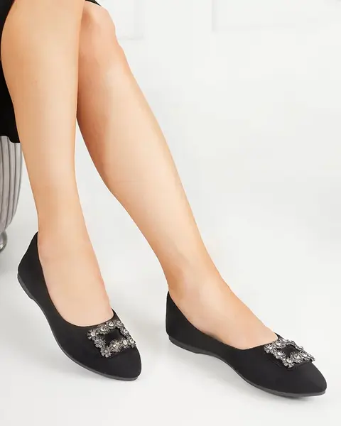 Resti Black women's eco-suede ballerinas with Linselisa decoration - Footwear