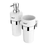 Nimco Keira - Dávkovač mýdla a pohárek s držákem, bílá keramika/chrom KE 2205831KN-T-26