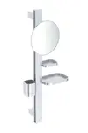 Ideal Standard ALU+ - Kosmetické zrcátko s poličkou a pohárkem na kartáčky a pastu, stříbrná BD589SI
