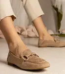 Gemre Brown Women's Perforated Loafers with Decoration Mensory