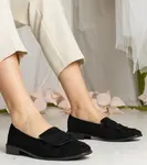 Gemre Black women's classic eco-suede loafers Laiza