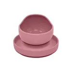 Petite&Mars Set jídelní silikonový TAKE&MATCH 2 ks talíř + miska Dusty Rose 6m+