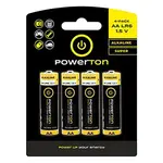 Baterie jednorázová alkalická, tužková, AA, 1.5V, Powerton, blistr, 4-pack