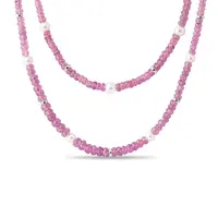 Náhrdelník z růžových safírů, perel v bílém zlatě KLENOTA