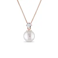 Prívesok s briliantom a perlou z ružového zlata KLENOTA