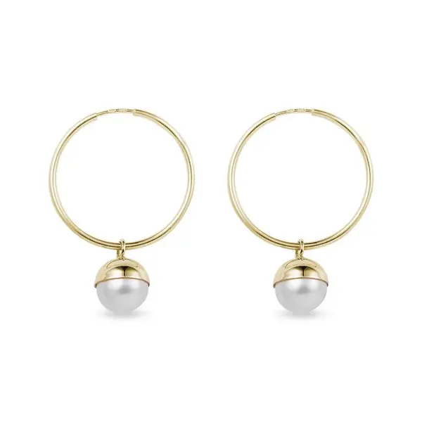 Kruhové zlaté náušnice s perlou KLENOTA