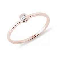 Bezel prsteň z ružového zlata s briliantom KLENOTA