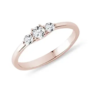 Jemný diamantový prsten z růžového zlata KLENOTA