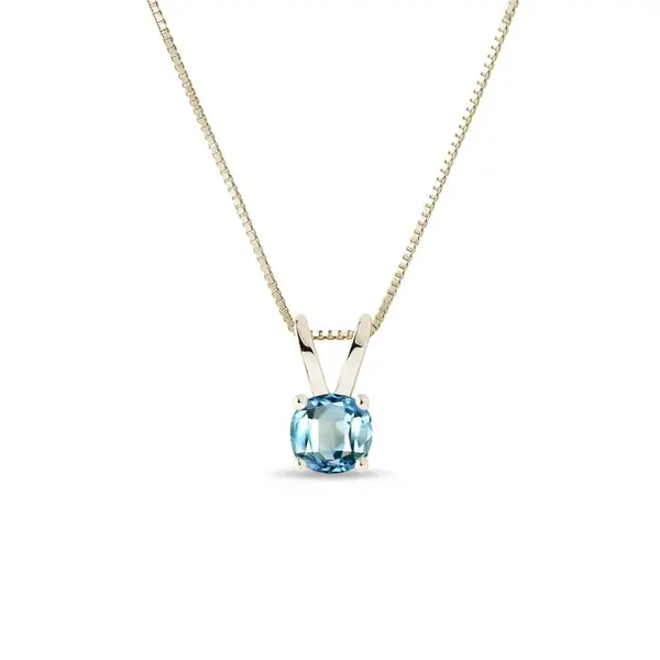 Zlatý náhrdelník s kulatým Swiss topazem KLENOTA