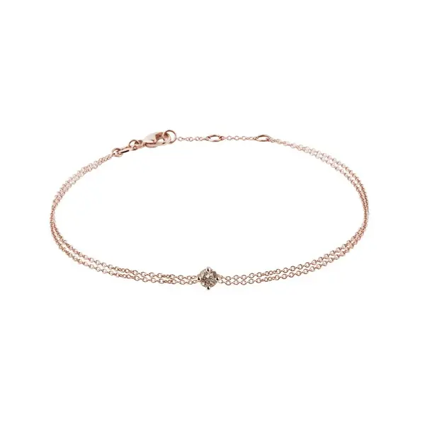 Náramek s champagne diamantem v růžovém zlatě KLENOTA