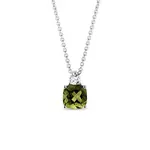 Přívěsek z bílého zlata s vltavínem a diamantem KLENOTA