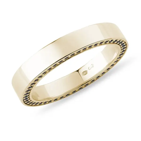 Pánska svadobná obrúčka zo zlata s čiernymi diamantmi KLENOTA