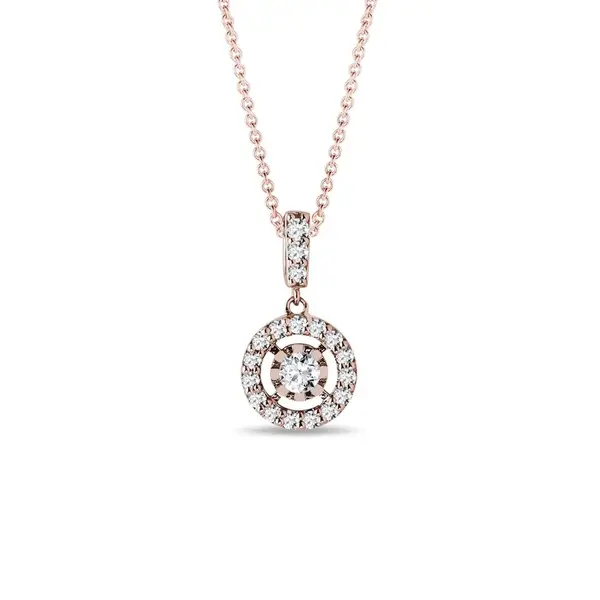 Náhrdelník s briliantmi z ružového 14 kt zlata KLENOTA