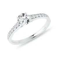 Zásnubný prsteň z bieleho 14 kt zlata s briliantmi KLENOTA