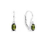 Náušnice z bieleho zlata s briliantmi a oválnymi vltavínmi KLENOTA