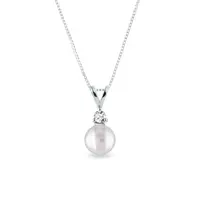 Prívesok s perlou a diamantom v bielom zlate KLENOTA