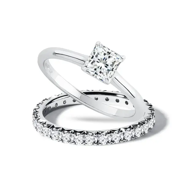 Súprava prsteňov z bieleho zlata s LG a prírodnými diamantmi KLENOTA