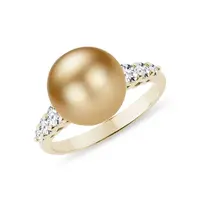Zlatý diamantový prsteň s perlou južného Pacifiku KLENOTA