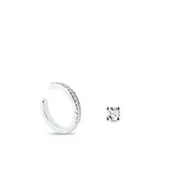 Súprava single náušníc v bielom zlate KLENOTA