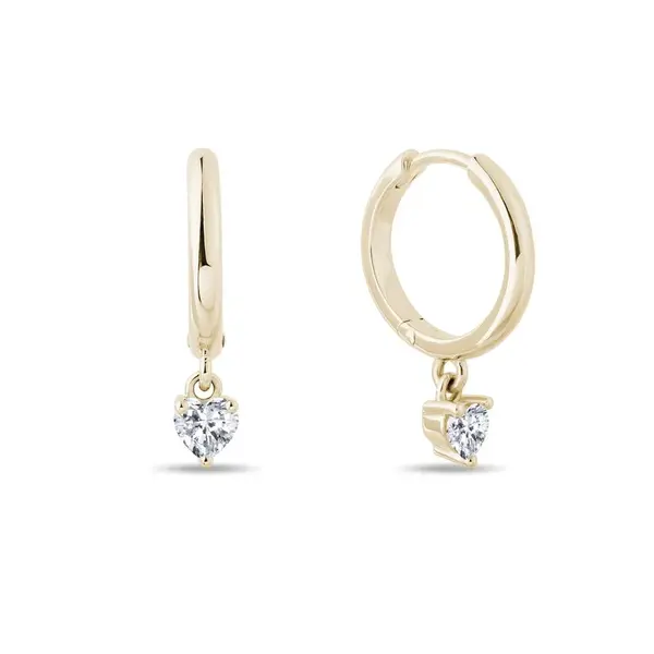 Zlaté kruhy s príveskom v tvare srdca KLENOTA