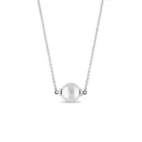 Náhrdelník z bieleho 14 kt zlata so sladkovodnou perlou KLENOTA
