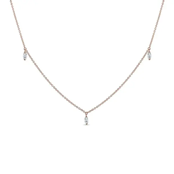 Náhrdelník z růžového zlata s diamanty marquise KLENOTA