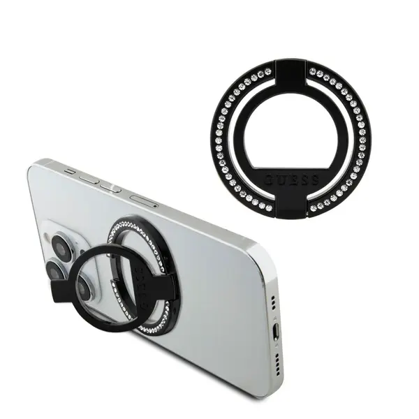 Guess Rhinestones MagSafe Ringstand, černá