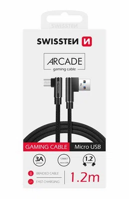 Textilní datový kabel Swissten Arcade USB/MICRO USB, 1,2m, černá
