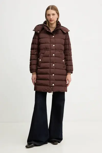 Péřová bunda Weekend Max Mara CERBERO hnědá barva, zimní, oversize, 2525496052600