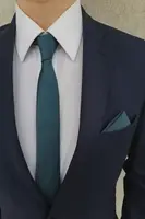 69641 Dewberry Mens Tie and Handkerchief Set-PETROL BLUE