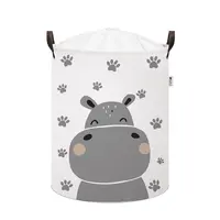 Sipo Kôš na hračky so šnúrkou, skladací bavlnený / 43 l, Hippo