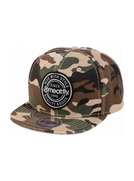Meatfly kšiltovka Alfy Snapback Camo Label | Maskáč | Velikost One Size