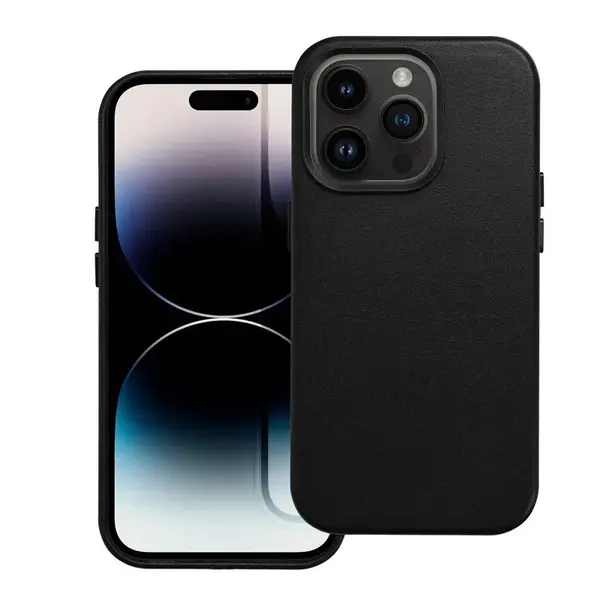 Leather Mag Cover obal, iPhone 15 Plus, černý