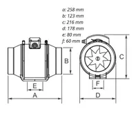 Ventilátor diagonální potrubní DVP HIDE 125 S, HACO
